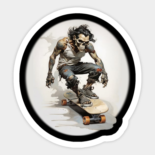 Skater Zombie Sticker by Paul_Abrams